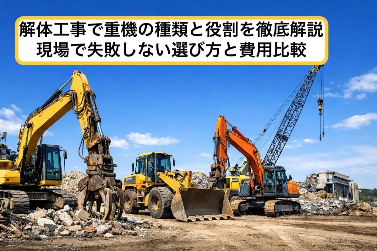 解体工事で重機の種類と役割を徹底解説|現場で失敗しない選び方と費用比較